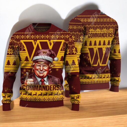 Washington Commanders Christmas Donald Trump Knitted Sweater