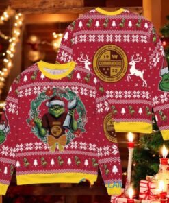 Washington Commanders x Grinch NFL Dr. Seuss How the Grinch Stole Christmas with Super Bowl Trophy Ugly Christmas Sweater Red