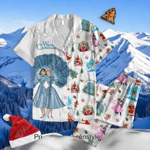 White Christmas Merry Christmas Button Down Pajamas Set
