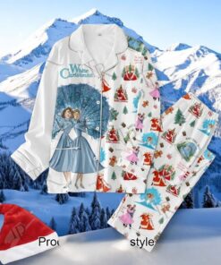 White Christmas Merry Christmas Button Down Pajamas Set