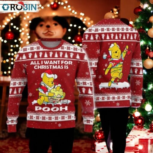 Winnie The Pooh All I Want For Christmas Ugly Christmas Sweater