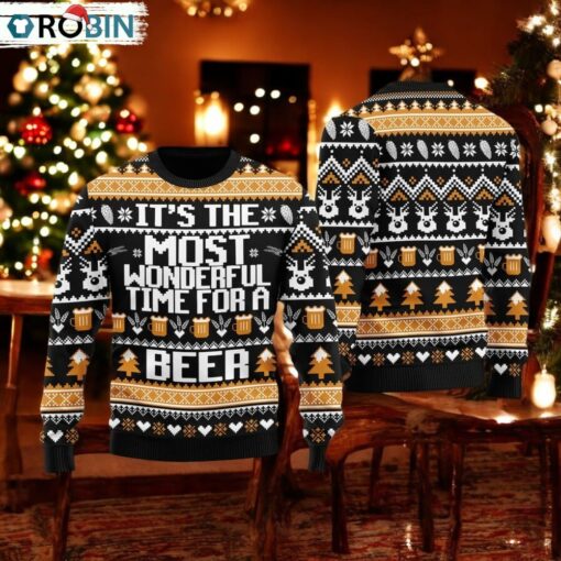 Wonderful Time Beer Ugly Christmas Sweater, Wonderful Time Beer Xmas Sweatshirt