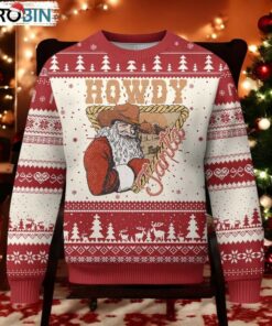 Xmas Cowboy Santa Ugly Christmas Sweater Howdy Santa Vintage Western