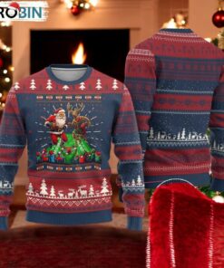 Xmas Football Ugly Christmas Sweater Santa Reindeer Football Match