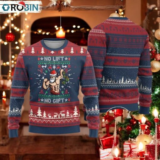 Xmas Gymer Ugly Christmas Sweater No Lift No Gift Santa Gym Coach