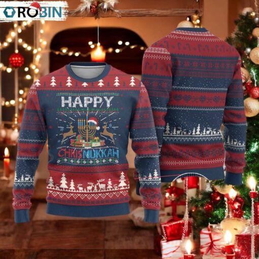 Xmas Hanukkah Ugly Christmas Sweater Happy Chrismukkah Funny Jewish Chanukah