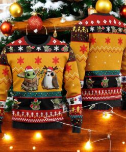 Yoda Funny Xmas Sweater, Star Wars Themed Family Ugly Christmas Sweater