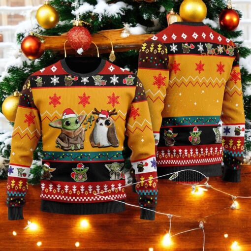 Yoda Funny Xmas Sweater, Star Wars Themed Family Ugly Christmas Sweater
