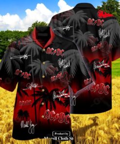 AC DC 50 Years Anniversary Coconut Tree Signatures Hawaiian Shirt AC DC 50 Years Anniversary Coconut Tree Signatures Hawaiian Shirt