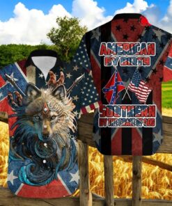 American By Birth Southern By The Grace Of God Over Printed Hawaiian Shirt