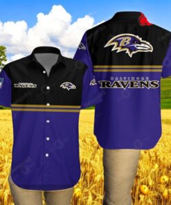 Baltimore Ravens NFL 2Line Logo Patterns Hawaiian Shirt