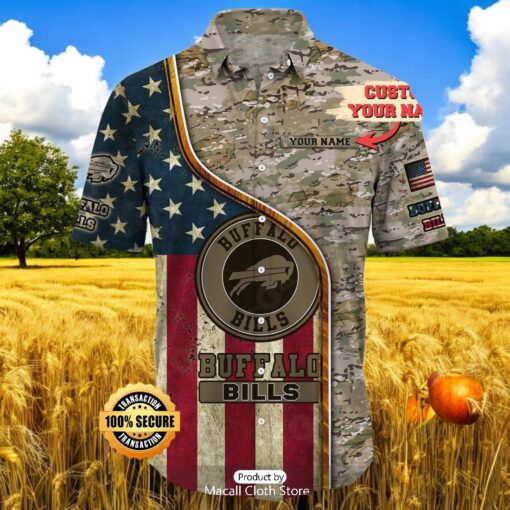 Buffalo Bills Camo Style Aloha Custom Name Hawaiian Shirt