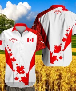 Callaway x Canada Flag Premium Mix Red Black Style Hawaiian Shirt