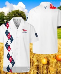 Callaway x US Open Championship Premium White Impressive Vertical Effect Hawaiian Shirt