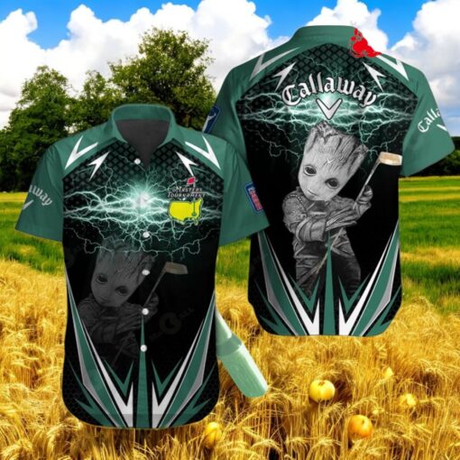Callway x Groot x Masters Tournament Luxury Mix Black Green Hawaiian Shirt