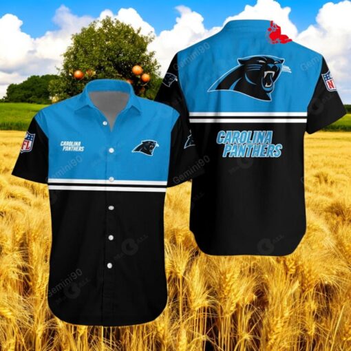Carolina Panthers NFL 2Line Logo Patterns Hawaiian Shirt