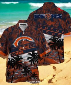Chicago Bears NFL Palm Tree Pattern For Sports Fans Unisex Hawaiian Shirt