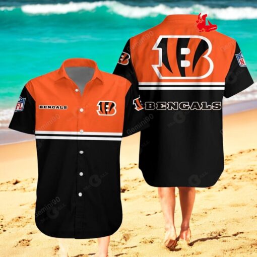Cincinnati Bengals NFL 2Line Logo Patterns Hawaiian Shirt