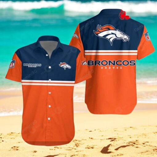 Denver Broncos NFL 2Line Logo Patterns Hawaiian Shirt