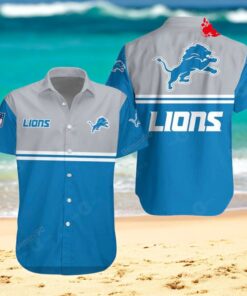 Detroit Lions NFL 2Line Logo Patterns Hawaiian Shirt