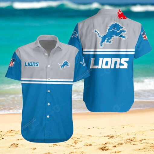 Detroit Lions NFL 2Line Logo Patterns Hawaiian Shirt
