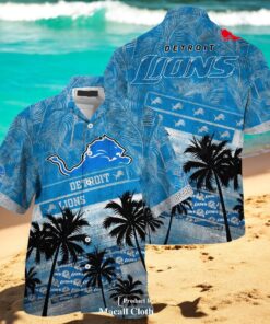 Detroit Lions NFL Palm Tree Pattern For Sports Fans Unisex Hawaiian Shirt