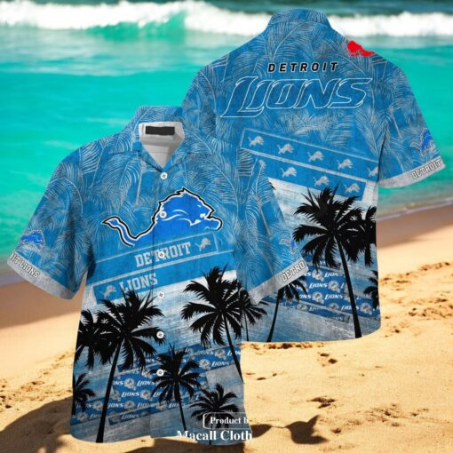 Detroit Lions NFL Palm Tree Pattern For Sports Fans Unisex Hawaiian Shirt