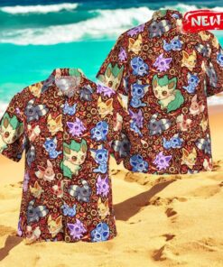 Eevee Evolution Seamless Pattern Design Hawaiian Shirt