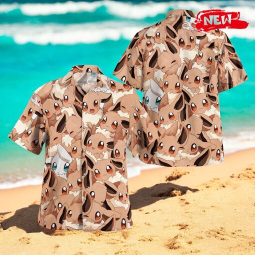 Eevee Seamless Pattern Design Hawaiian Shirt