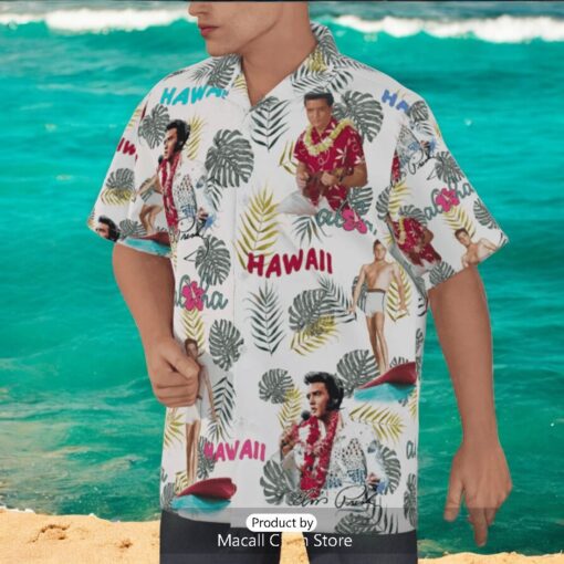 Elvis Presley Palm Tree Summer Signatures Hawaiian Shirt