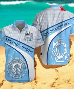 EPL Champions Manchester City 3D Blue Apparels Hawaiian Shirt