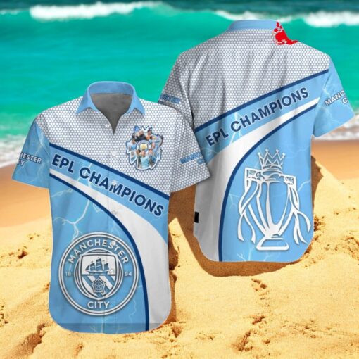 EPL Champions Manchester City 3D Blue Apparels Hawaiian Shirt