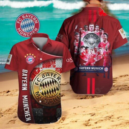 FC Bayern Munchen Bundesliga Champions Premium Red Hawaiian Shirt