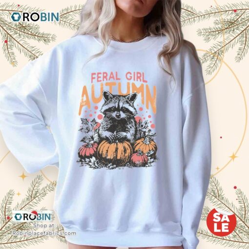 Feral Girl Autumn Raccoon Unisex Shirt