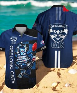Geelong Cats x Australia Football Club 3D Apparels Hawaiian Shirt