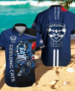 Geelong Cats x Australia Football Club Apparels Navy Style Hawaiian Shirt