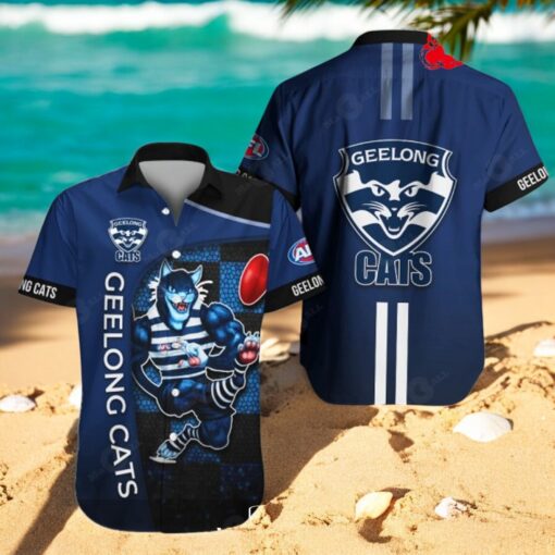 Geelong Cats x Australia Football Club Apparels Navy Style Hawaiian Shirt