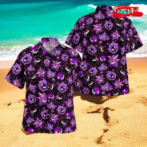 Gengar Evolution Pixel Art Design Hawaiian Shirt