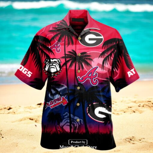 Georgia Bulldogs and Atlanta Braves Coconut Tree Hawaiian Shirt