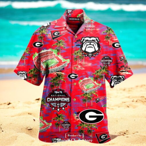 Georgia Bulldogs NCAA Champions Palm Tree Tropical Hawaiian Shirt