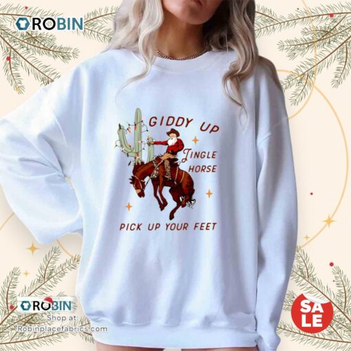 Giddy Up Jingle Horse Pick Up Your Feet Howdy Country Christmas Horse Unisex Shirt