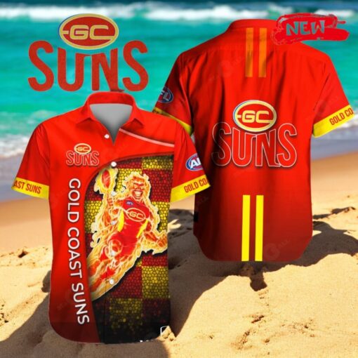 Gold Coast Suns x Australia Football Club 3D Red Apparels Hawaiian Shirt