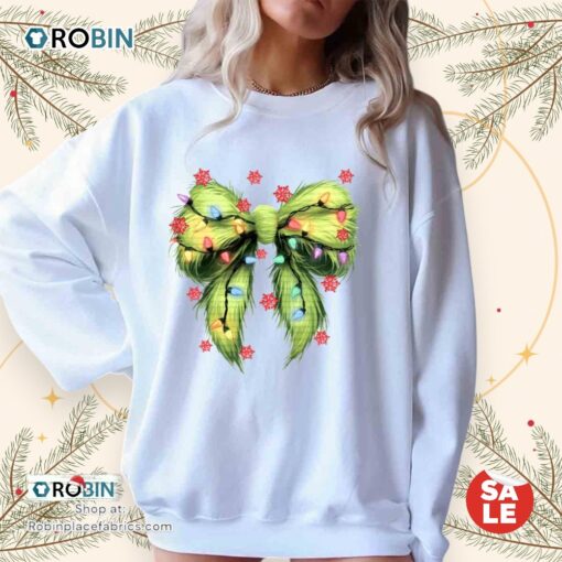 Green Coquette Bow Lights Christmas Unisex Shirt