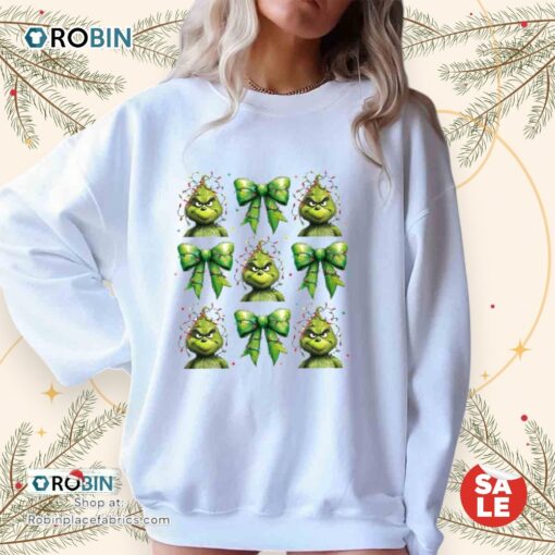 Grinch And Coquette Bow Lights Chirstmas Unisex Shirt