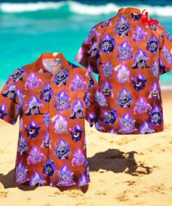 Halloween Gengar Versions Pattern Design Hawaiian Shirt