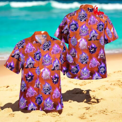 Halloween Gengar Versions Pattern Design Hawaiian Shirt