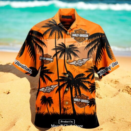 Harley Davidson Coconut Tree Hawaiian Shirt