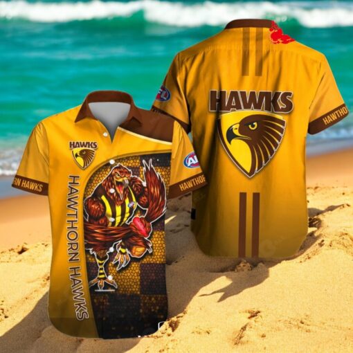 Hawthorn Hawks x Australia Football Club 3D Yellow Apparels Hawaiian Shirt