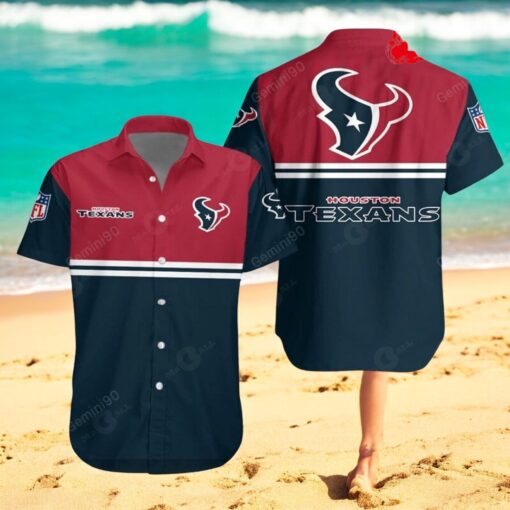 Houston Texans NFL 2Line Logo Patterns Hawaiian Shirt