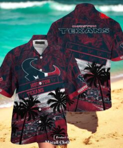 Houston Texans NFL Palm Tree Pattern For Sports Fans Unisex Hawaiian Shirt